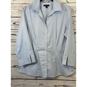 Women's Lands' End Button-Up Shirt Blue/White Size 14